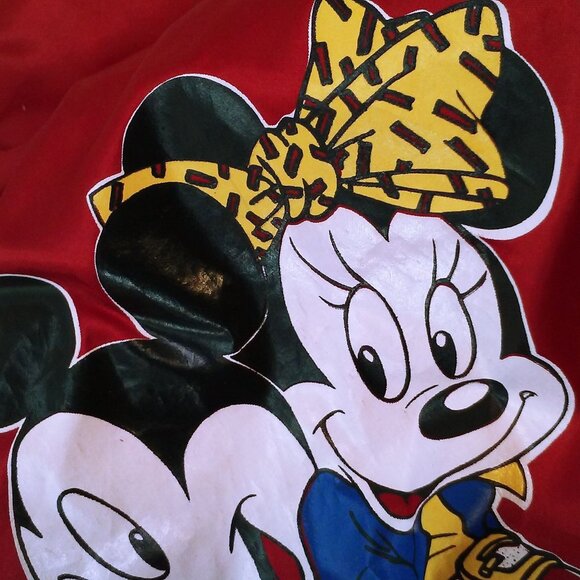 Vintage 80s Nasco Bomber Jacket Youth(10/12) Walt Disney Mickey Minnie Red Satin - Picture 14 of 16